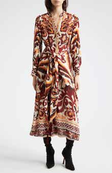 FARM Rio Tie Front Long Sleeve Shirtdress