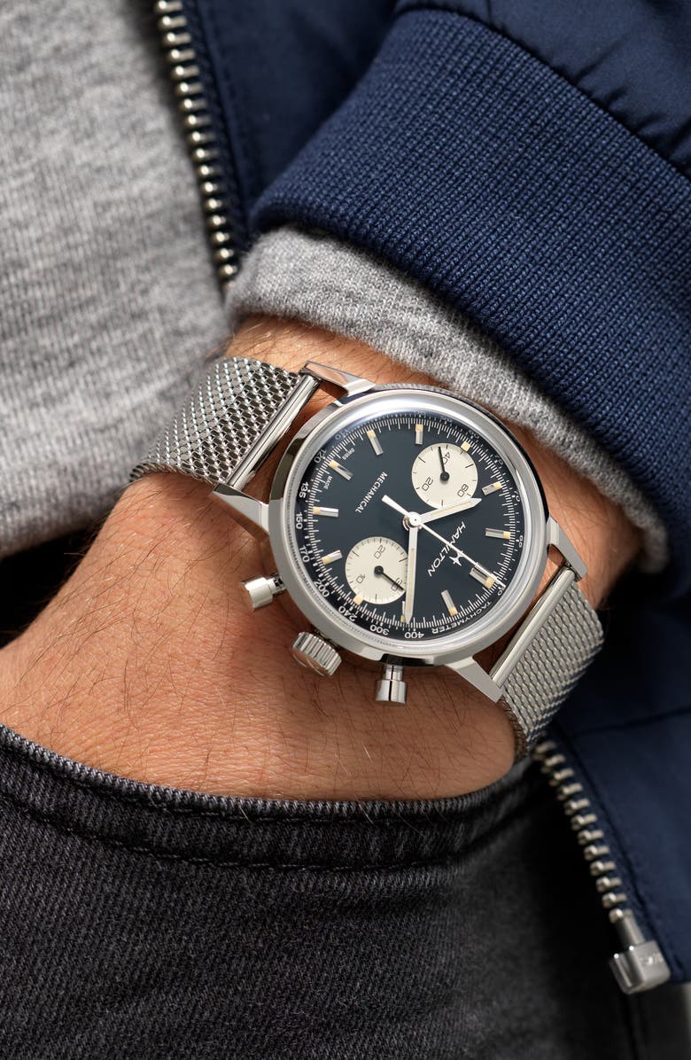 Hamilton American Classic Intra-Matic Chronograph Mesh Strap Watch, 40mm, Alternate, color, 