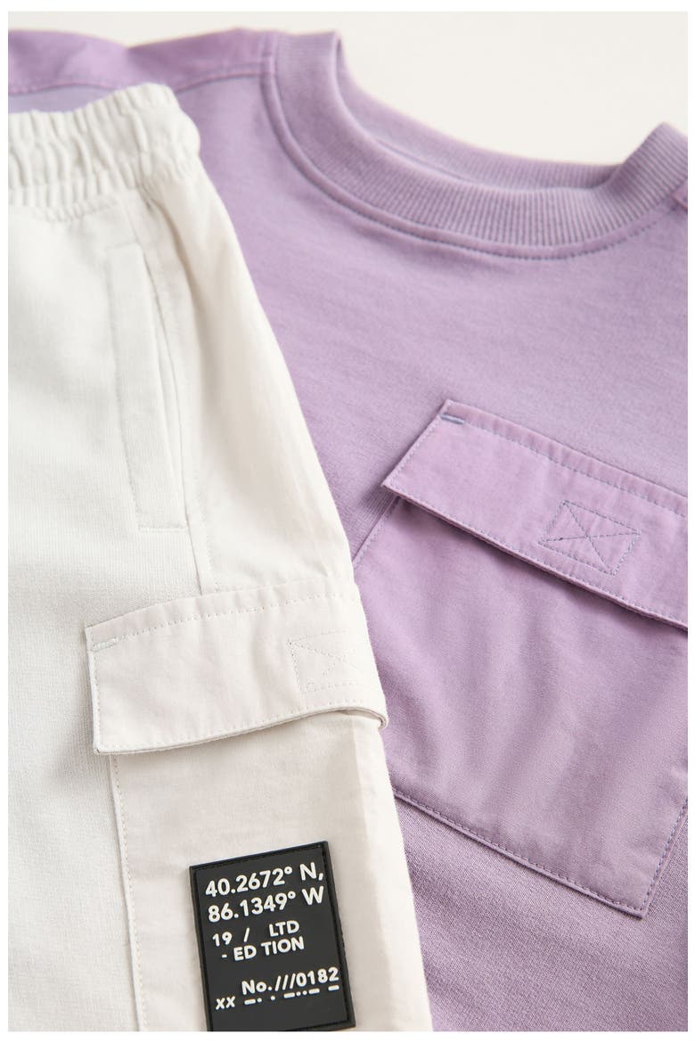 Kids' Purple Pocket T-Shirt & Drawstring Utility Shorts Set, Alternate, color, PURPLE