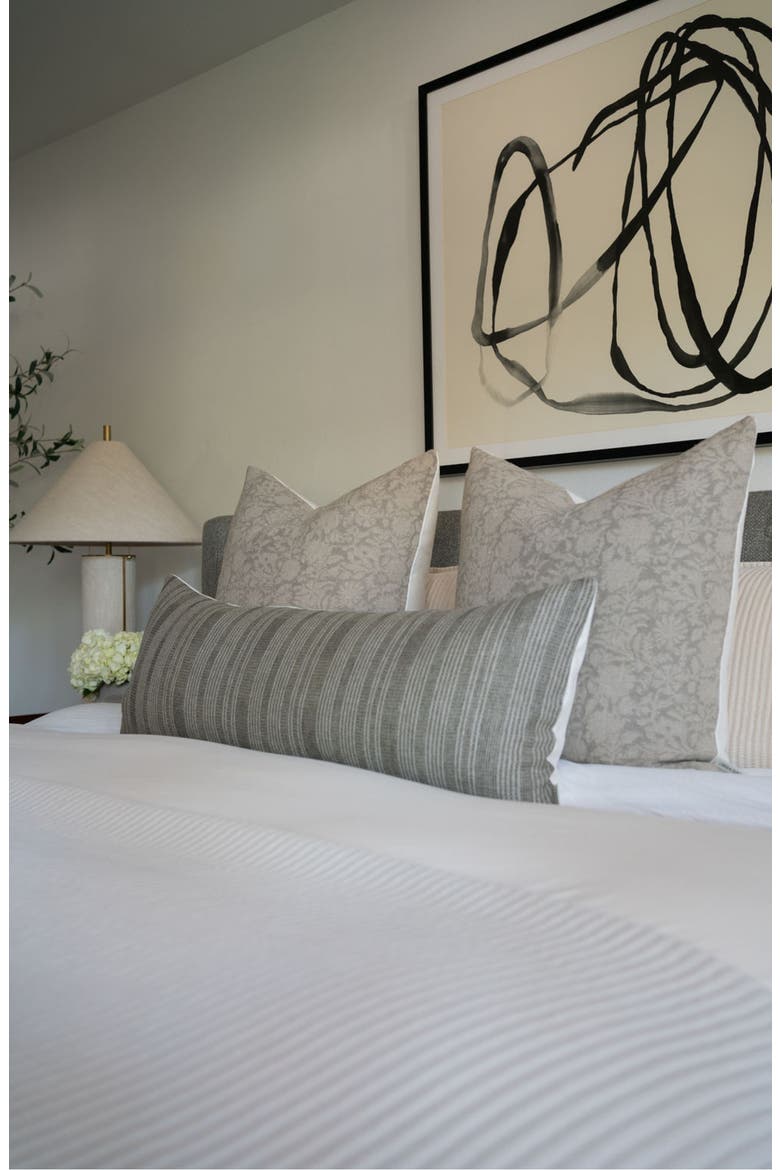 Davis Olive Woven Stripe Pillow Cover, Alternate, color, Olive Green