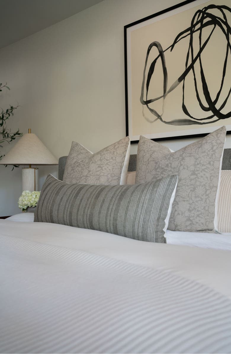 Linen & James Davis Olive Woven Stripe Pillow Cover, Alternate, color, Olive Green