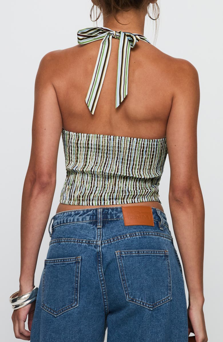 Princess Polly High Gear Stripe Smocked Halter Top, Alternate, color, Multi