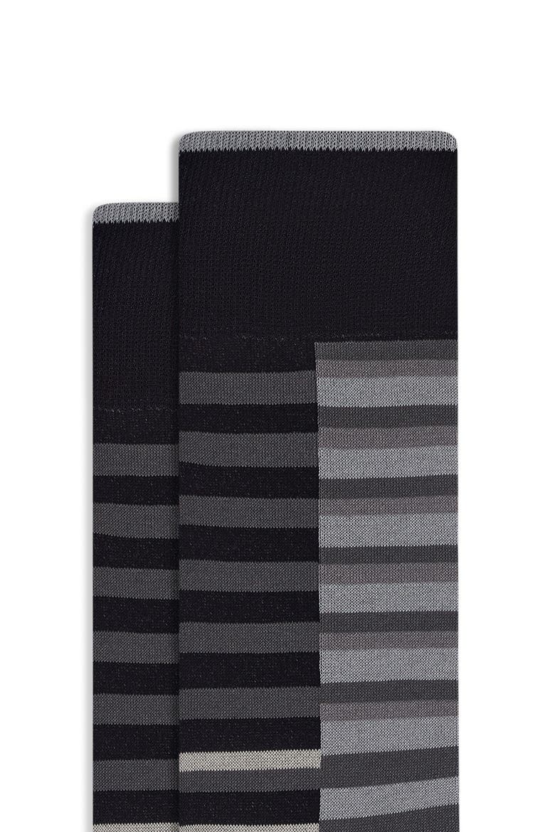 Broken Stripe Mercerized Cotton Blend Dress Socks, Alternate, color, BLACK