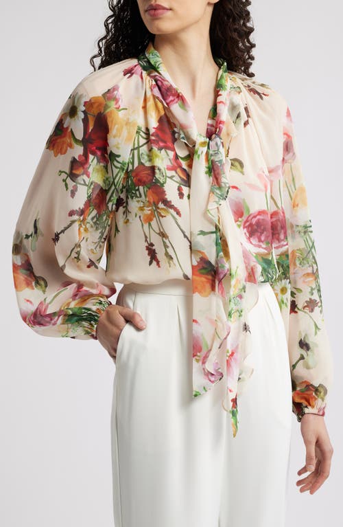 Kobi Halperin Galen Floral Print Blouse In Ecru Multi