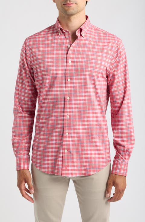 Basswood Plaid Performance Long Sleeve Button Down Shirt