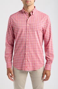 johnnie-O Basswood Plaid Performance Long Sleeve Button Down Shirt
