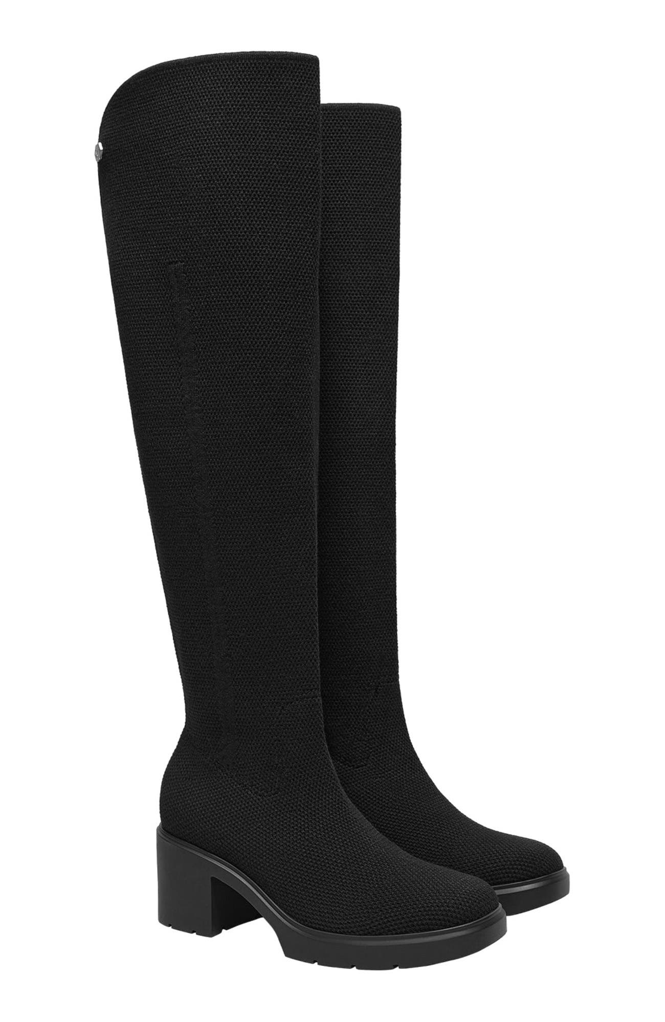 VIVAIA Fold-Over Square-Toe Knee-High Boots, Main, color, Black