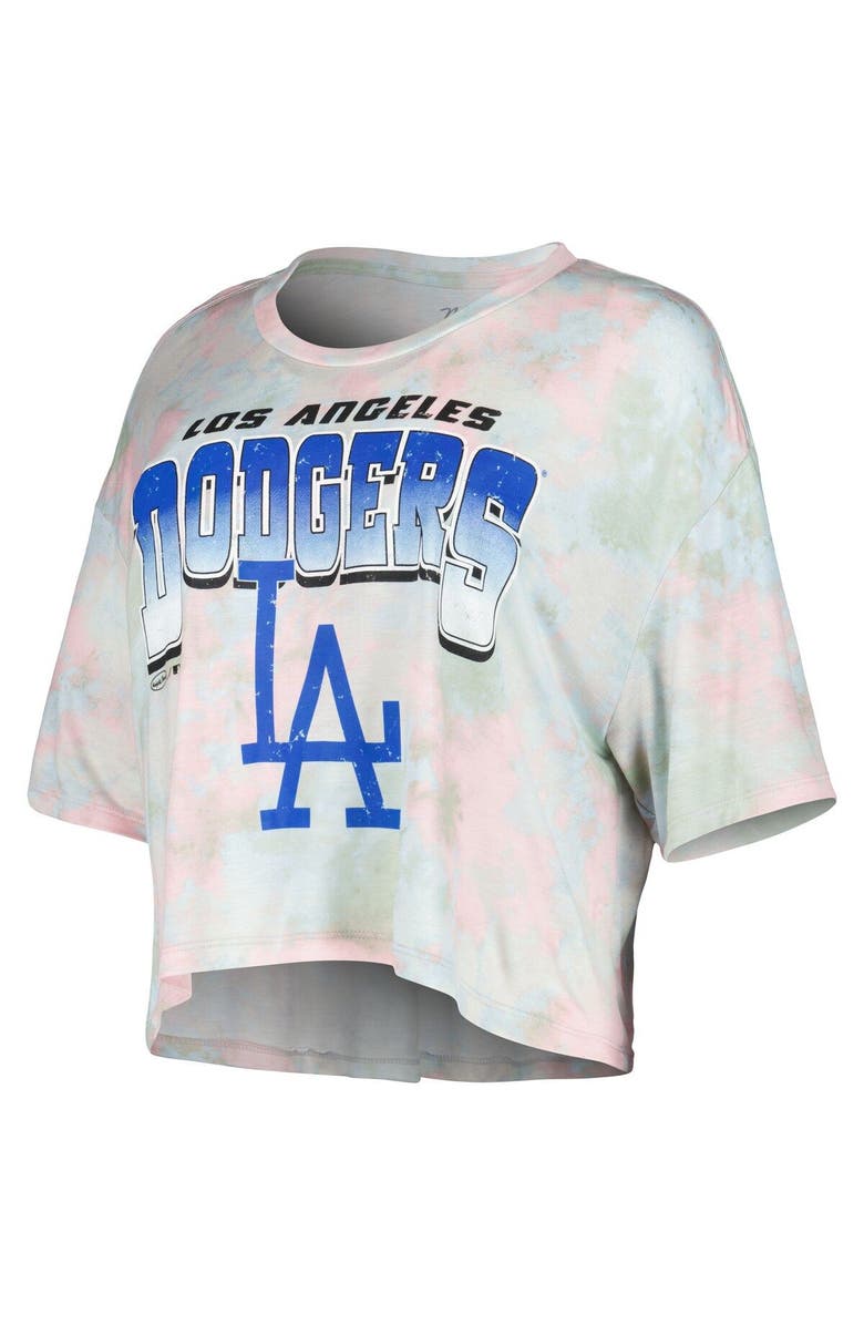 Majestic Threads Women's Majestic Threads Los Angeles Dodgers Cooperstown Collection Tie-Dye Boxy Cropped Tri-Blend T-Shirt, Alternate, color, 