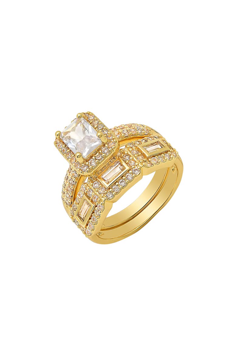 Cushion Cut Simulated Diamond Stacked Pavé Ring, Alternate, color, GOLD