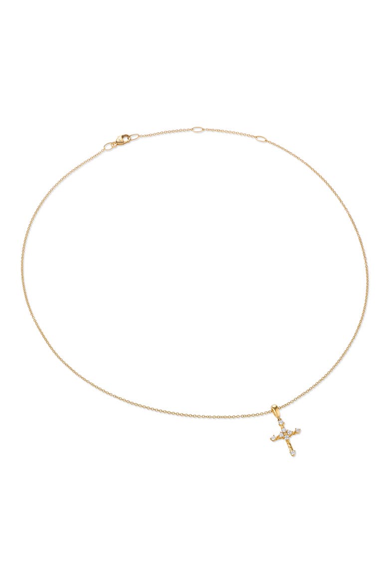 Petite Modern Renaissance Cross Pendant Necklace in 18K Yellow Gold with Diamonds, Alternate, color, 18K GOLD
