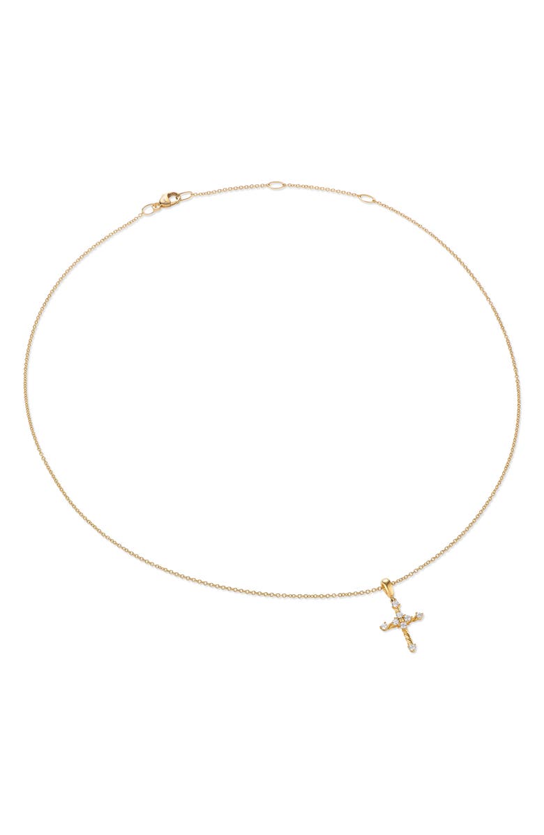 David Yurman Petite Modern Renaissance Cross Pendant Necklace in 18K Yellow Gold with Diamonds, Alternate, color, 