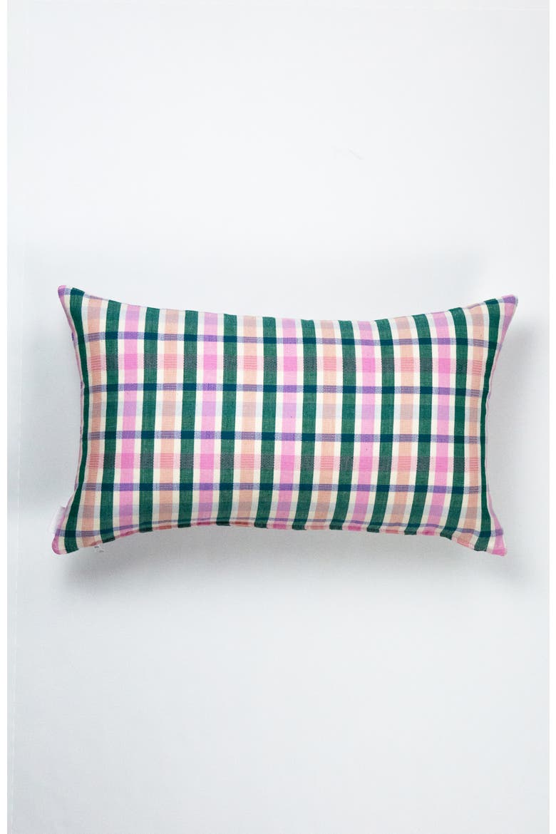 Handwoven Classic Plaid Rectangle Cotton Throw Pillow, Main, color, Green