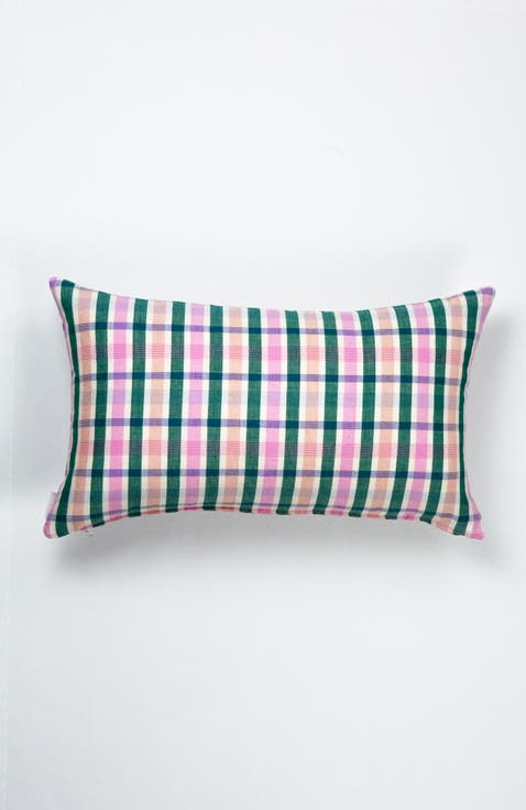 Handwoven Classic Plaid Rectangle Cotton Throw Pillow