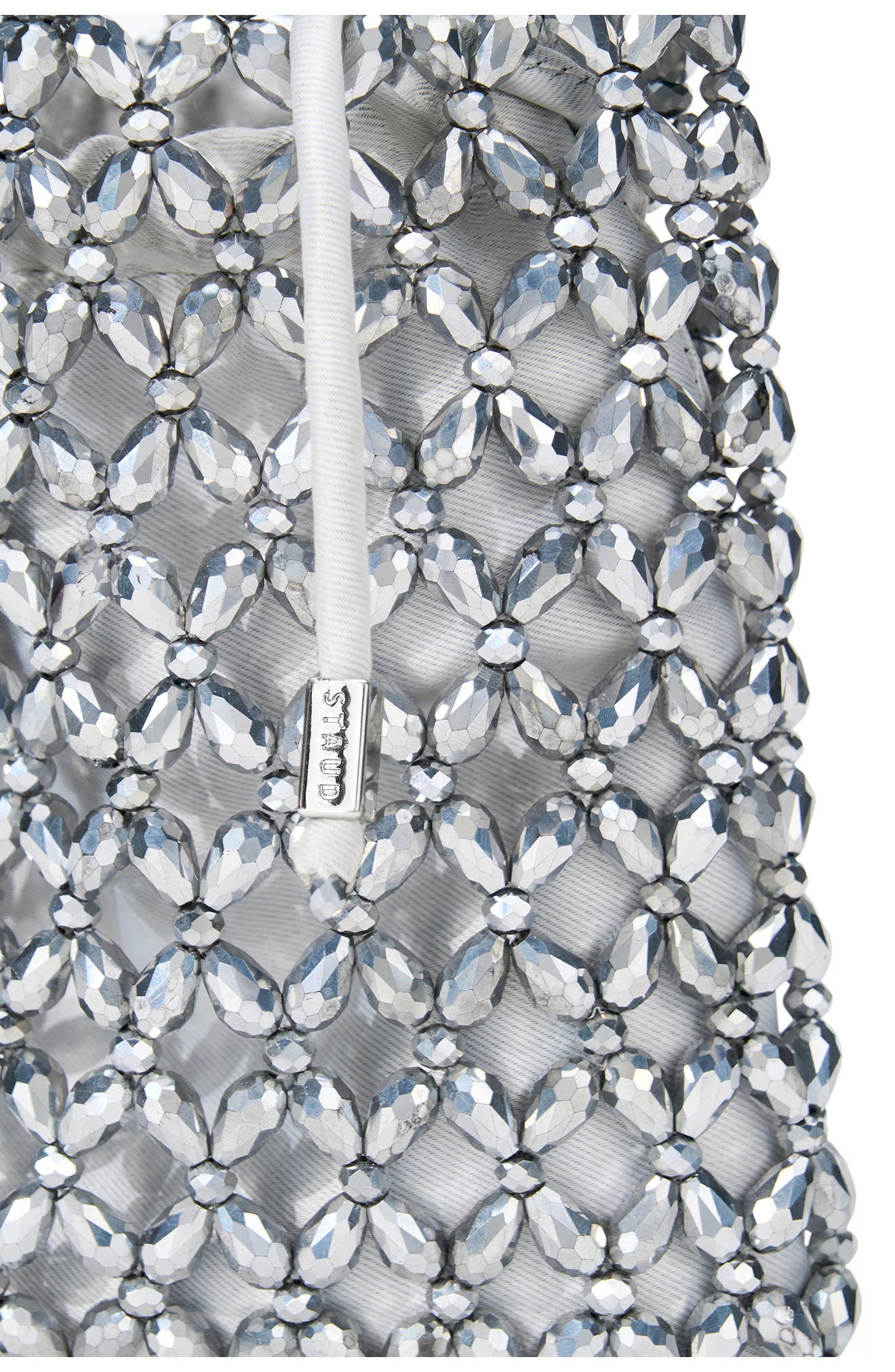 Karla Crystal Beaded Shoulder Bag, Alternate, color, SILVER