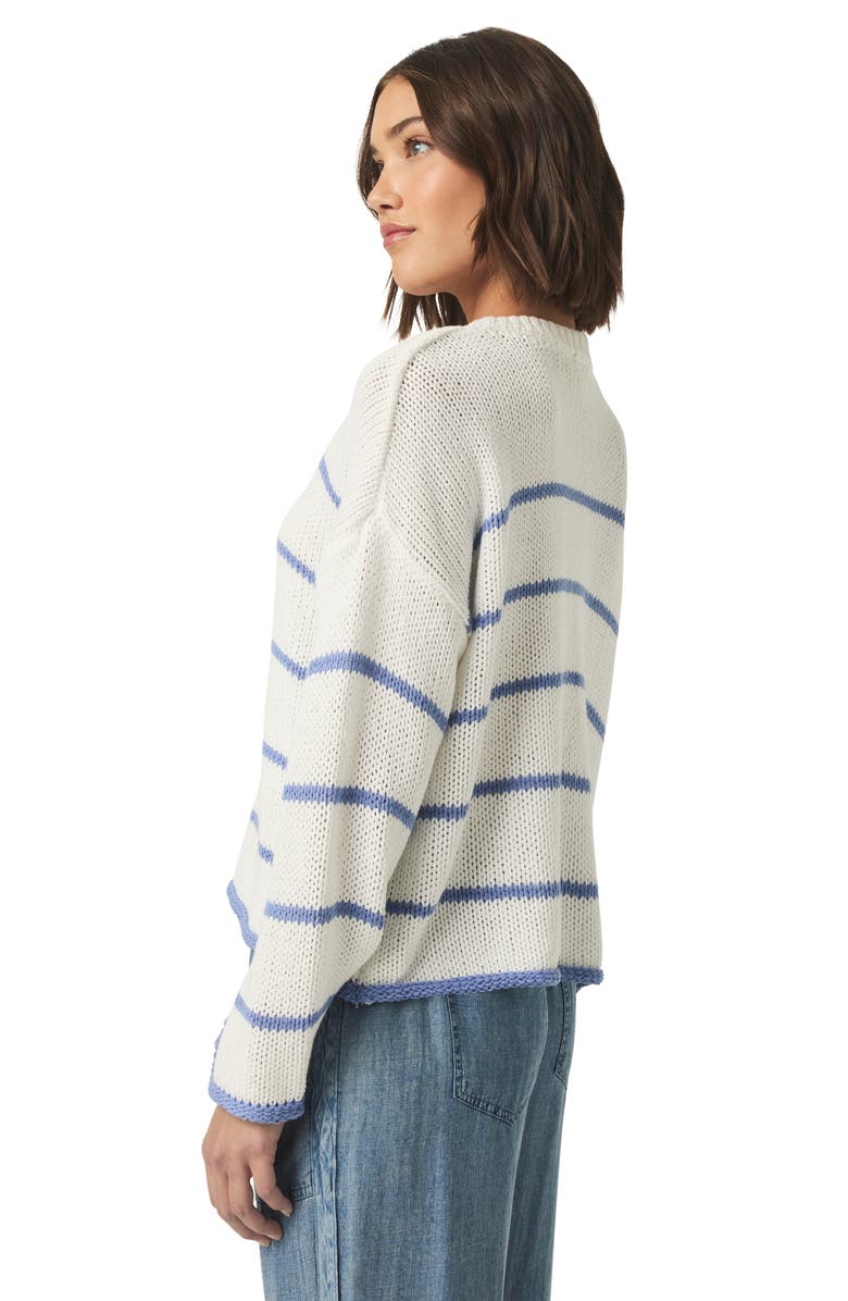 Splendid Maris Stripe Boxy Cotton Blend Sweater, Alternate, color, White/ Persian Jewel