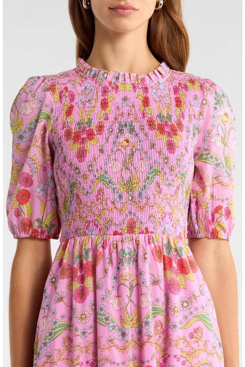 Ramsie Floral Smocked Maxi Dress, Alternate, color, CREAM-PINK-MULTI