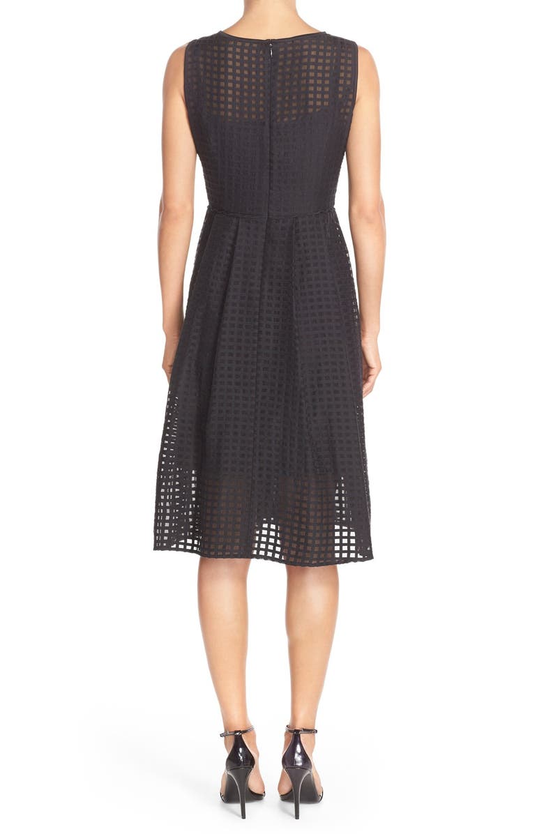 Ellen Tracy Windowpane Organza Fit & Flare Dress, Alternate, color, 