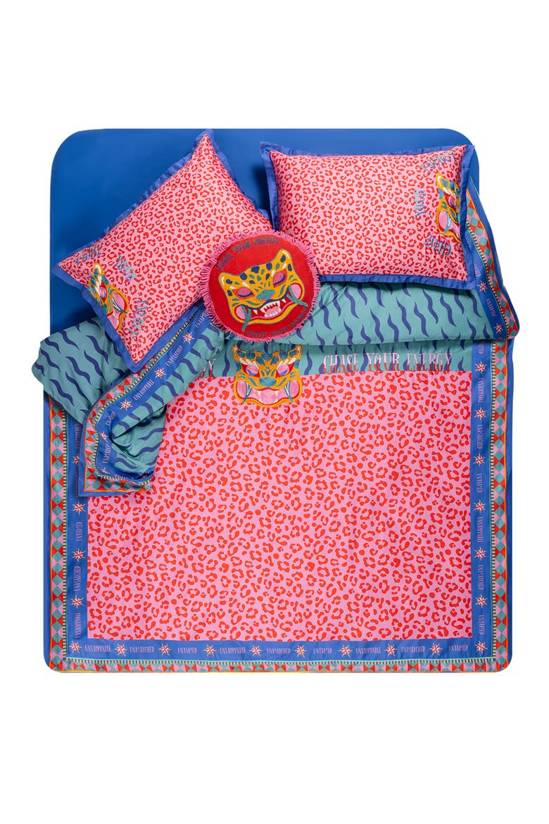 Lahor Bold Animal Printed 300 TC Cotton Sateen King Duvet Set, Alternate, color, Pink
