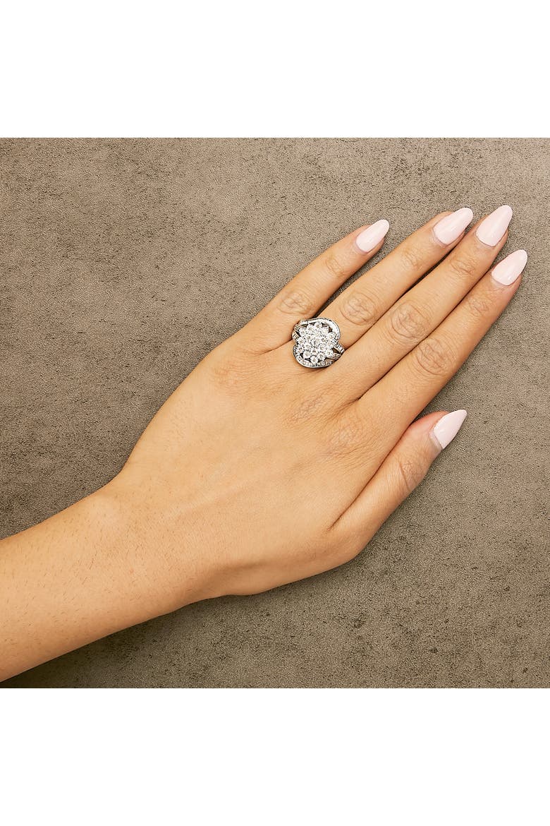 Sterling Silver 1.0 Cttw Diamond Swirl Cluster Cocktail Ring, Alternate, color, Silver