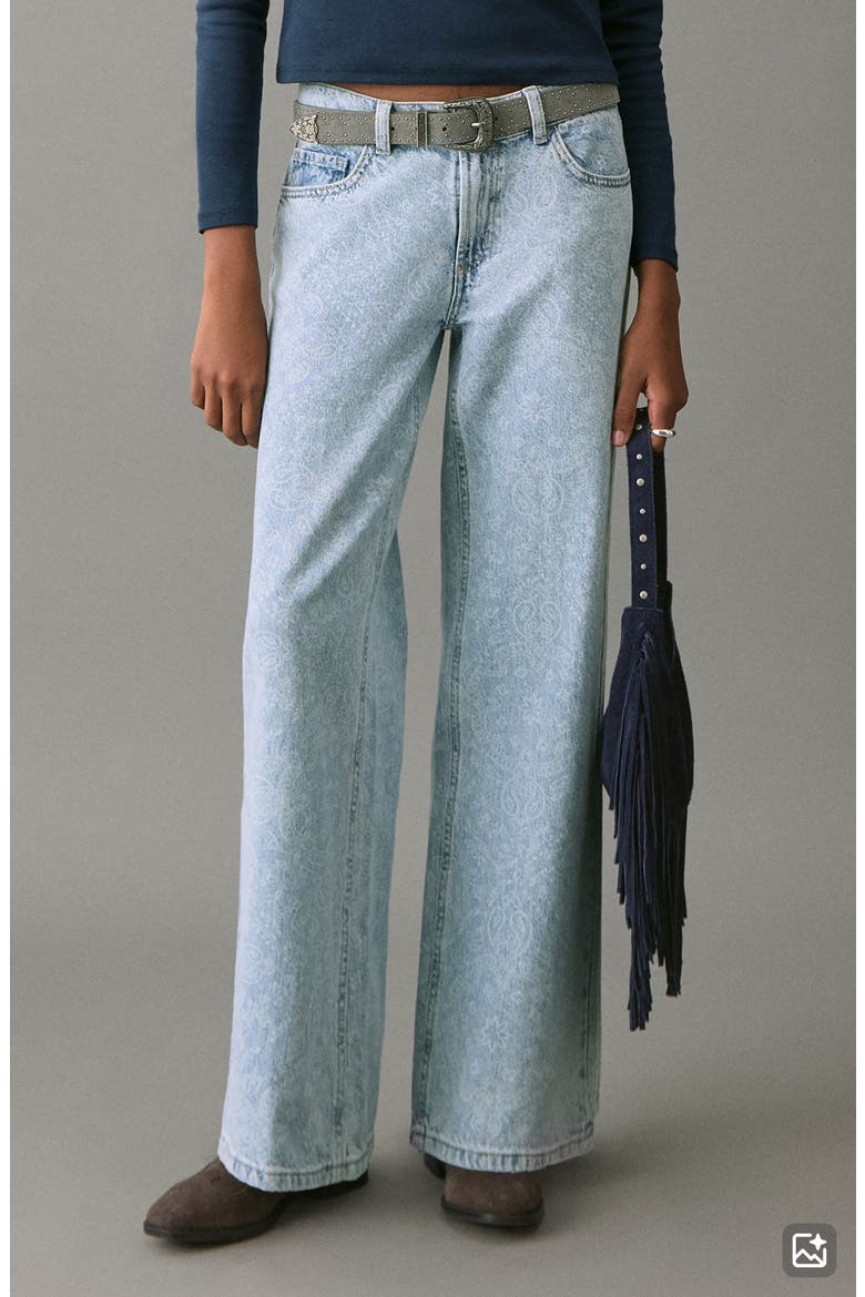 Paisley High Waist Wide Leg Jeans, Main, color, LIGHT BLUE