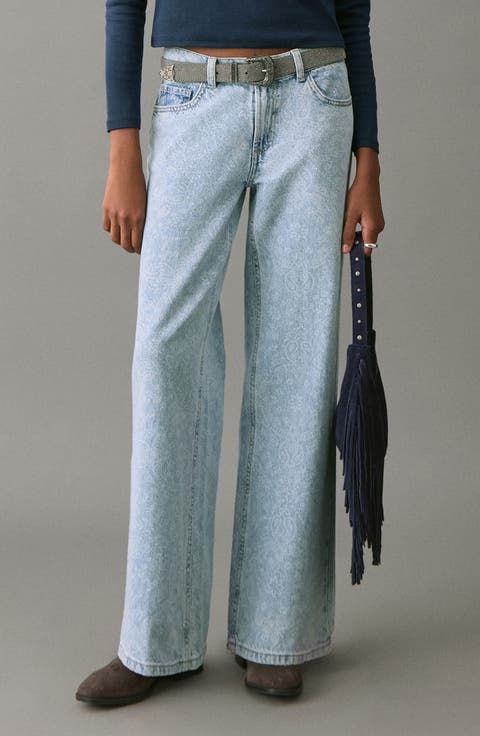 Paisley High Waist Wide Leg Jeans