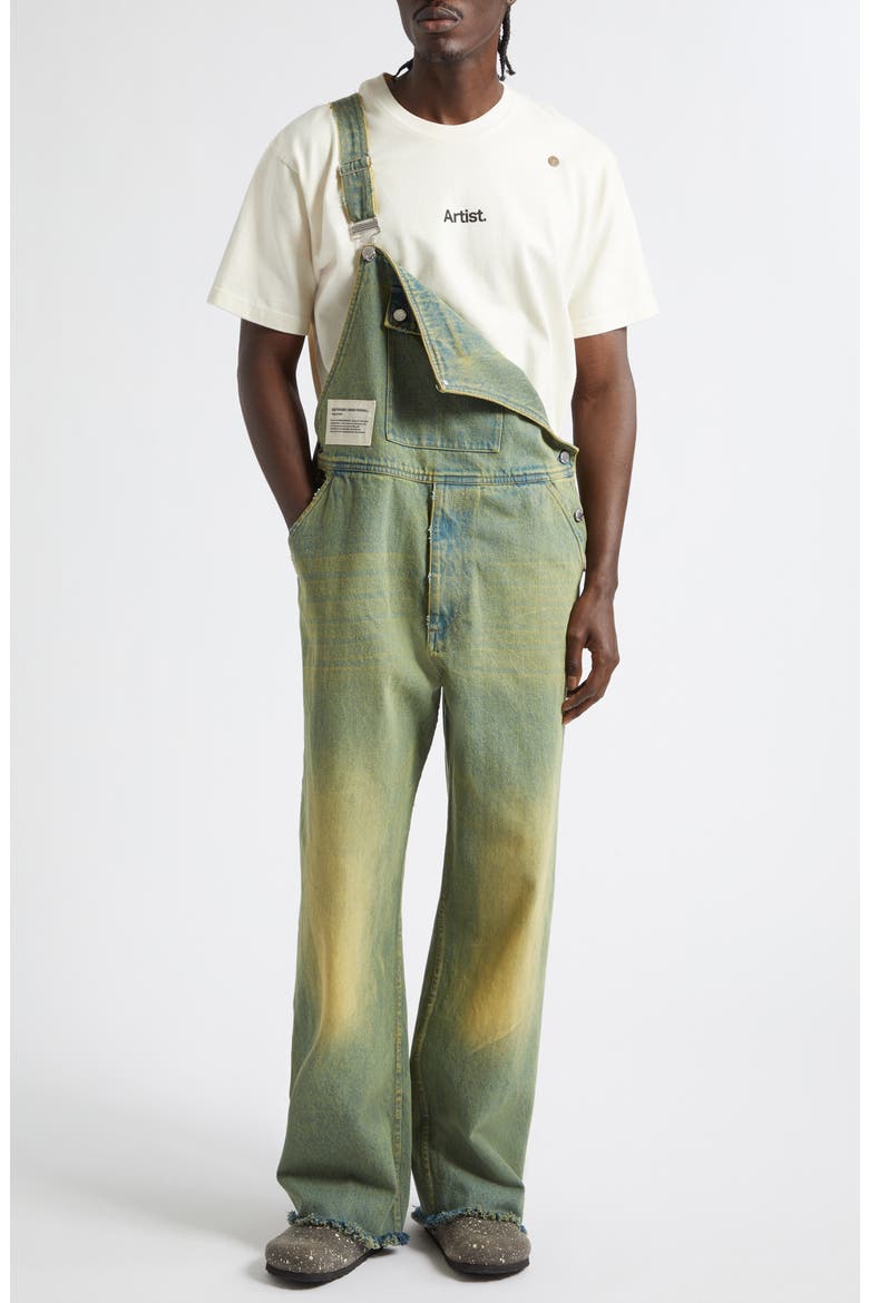 x Birkenstock The Artist Distressed Denim Overalls, Alternate, color, BLUE DIRTY WASH