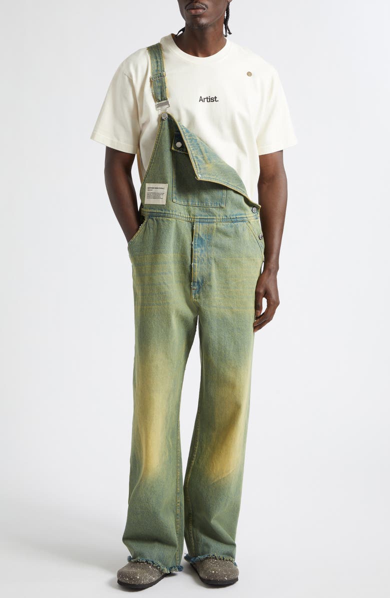 SONG FOR THE MUTE x Birkenstock The Artist Distressed Denim Overalls, Alternate, color, Blue Dirty Wash