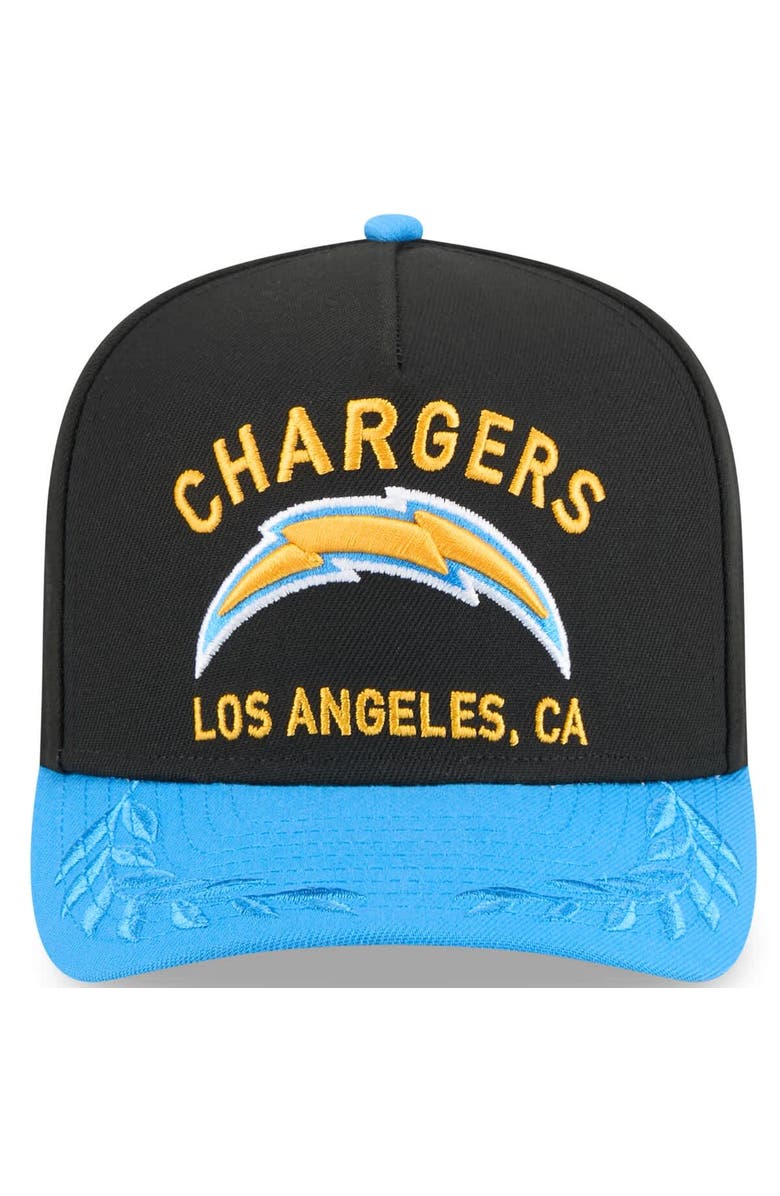 New Era Men's New Era  Black/Powder Blue Los Angeles Chargers 2025 NFL Draft A-Frame 9FIFTY Snapback Hat, Alternate, color, 