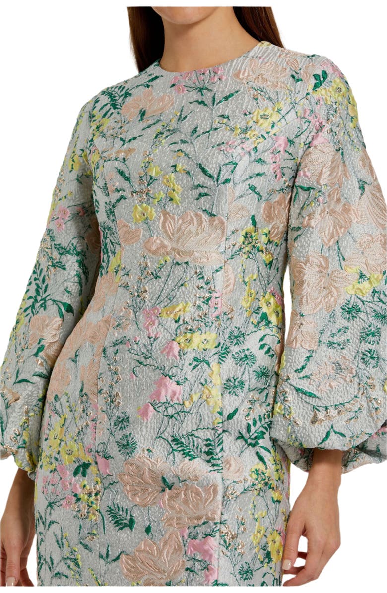 Mac Duggal Floral Brocade Puff Sleeve Fitted Mini Dress, Alternate, color, Pastel Multi