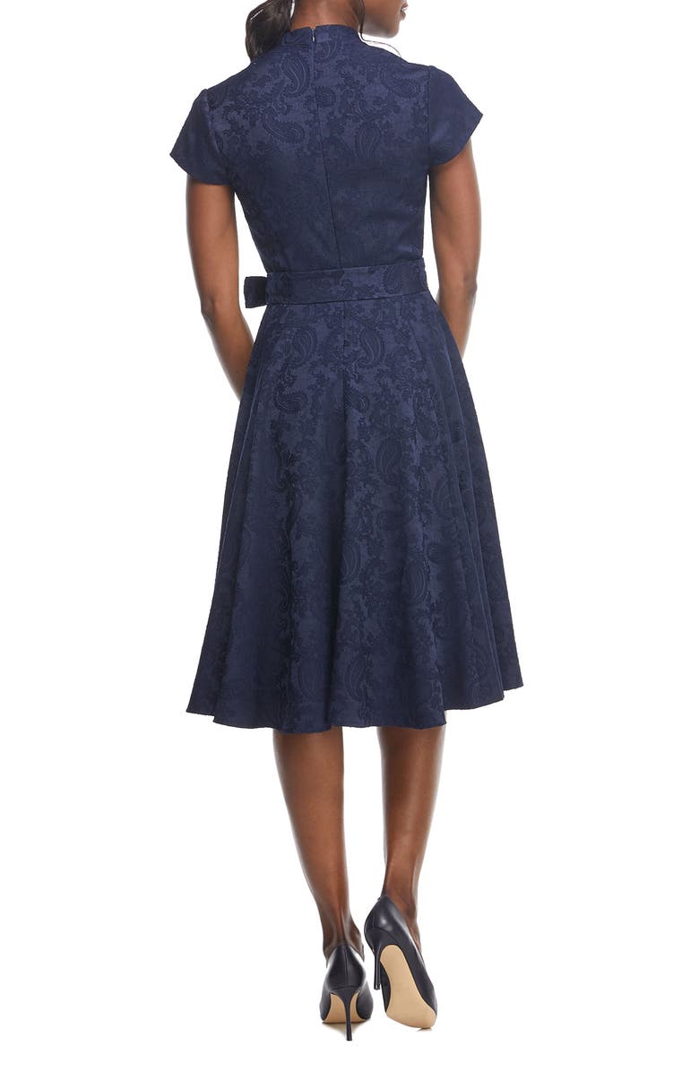 Gal Meets Glam Collection Gloria Paisley Jacquard Fit & Flare Dress, Alternate, color, 