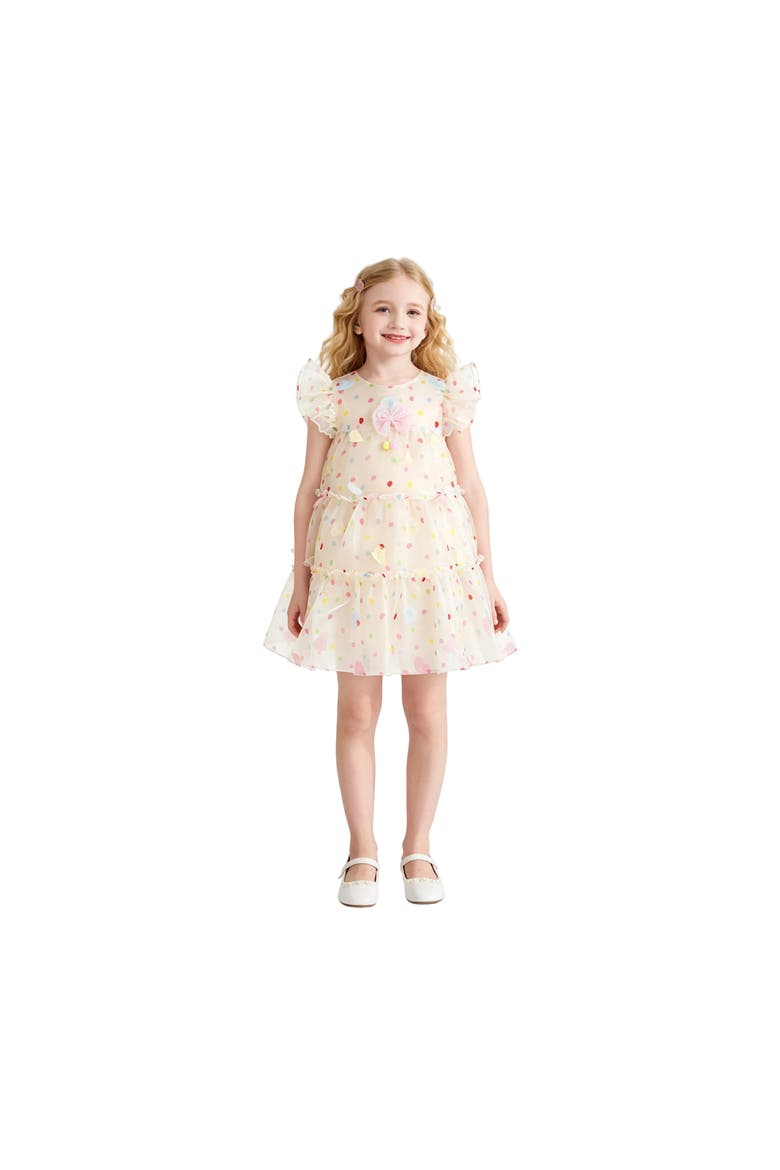Thaliora Pastel Polka Dot Dress, Alternate, color, White