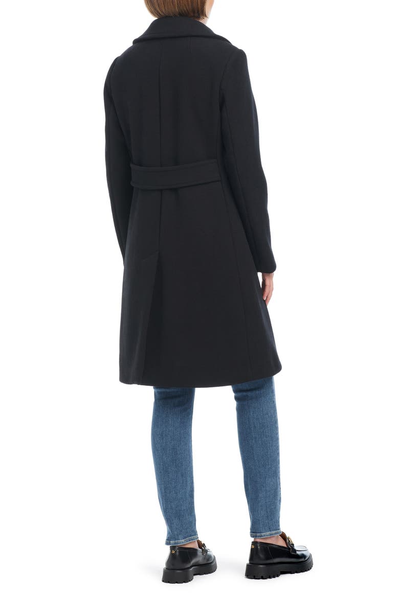 wool blend coat with removable faux fur collar, Alternate, color, BLACK