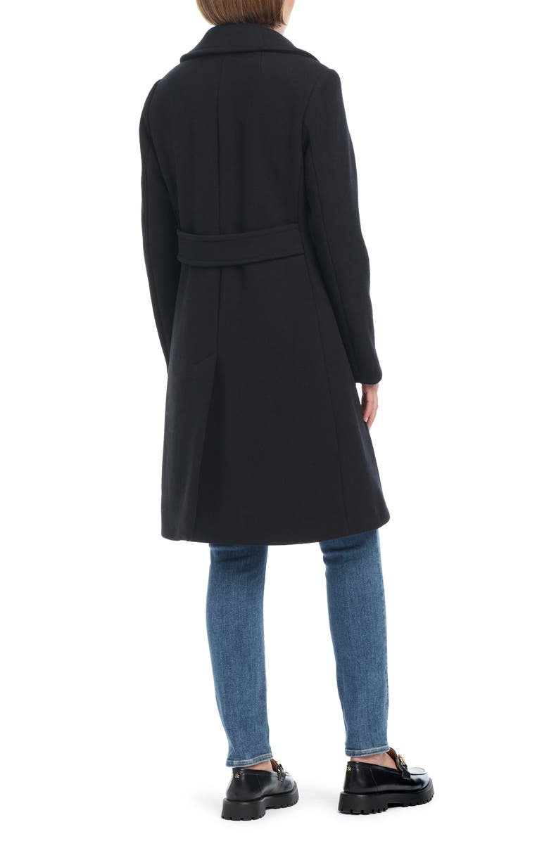 Kate Spade New York wool blend coat with removable faux fur collar, Alternate, color, Black