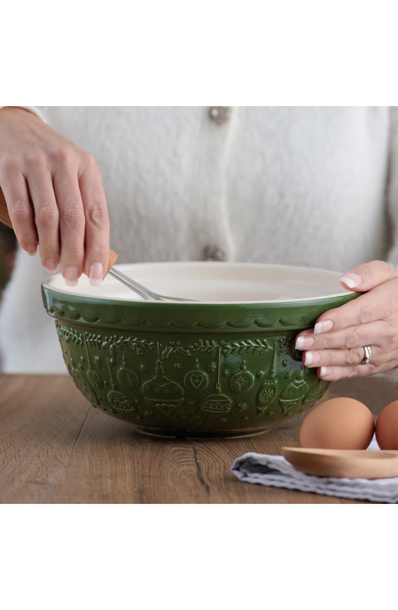 MASON CASH Deck The Halls Size 24 Green Mixing Bowl, 2.15 Quart, Alternate, color, Green