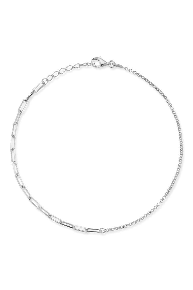 Sterling Silver Mixed Chain Anklet, Main, color, SILVER