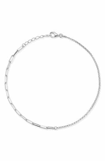 GLAZE JEWELRY Sterling Silver Mixed Chain Anklet