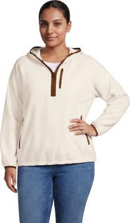 Lands' End Anyweather Raindefense Hooded Half Zip Fleece Pullover