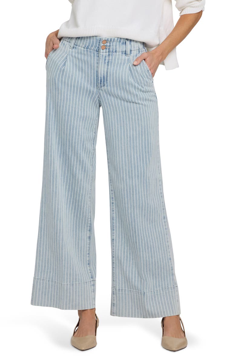 NYDJ Simone Stripe High Waist Wide Leg Jeans, Main, color, Azure Stripe