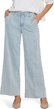 NYDJ Simone Stripe High Waist Wide Leg Jeans