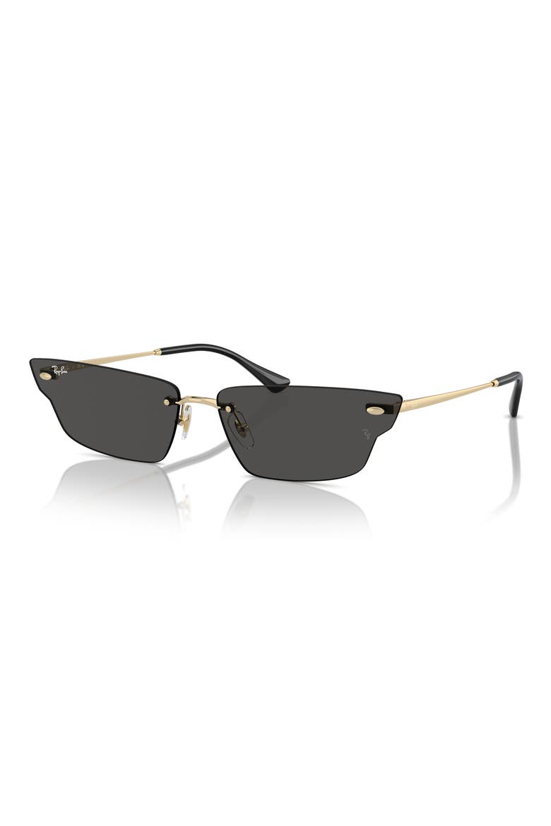 66mm Anh Frameless Butterfly Sunglasses, Alternate, color, GOLD/BLACK
