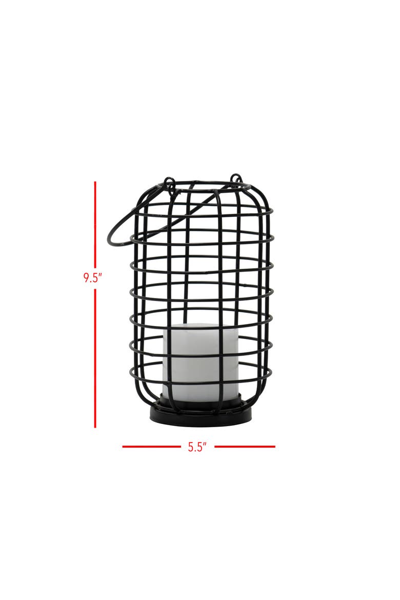 Black Round Metal Wire Pillar Candle Holder with Handle, Alternate, color, Black