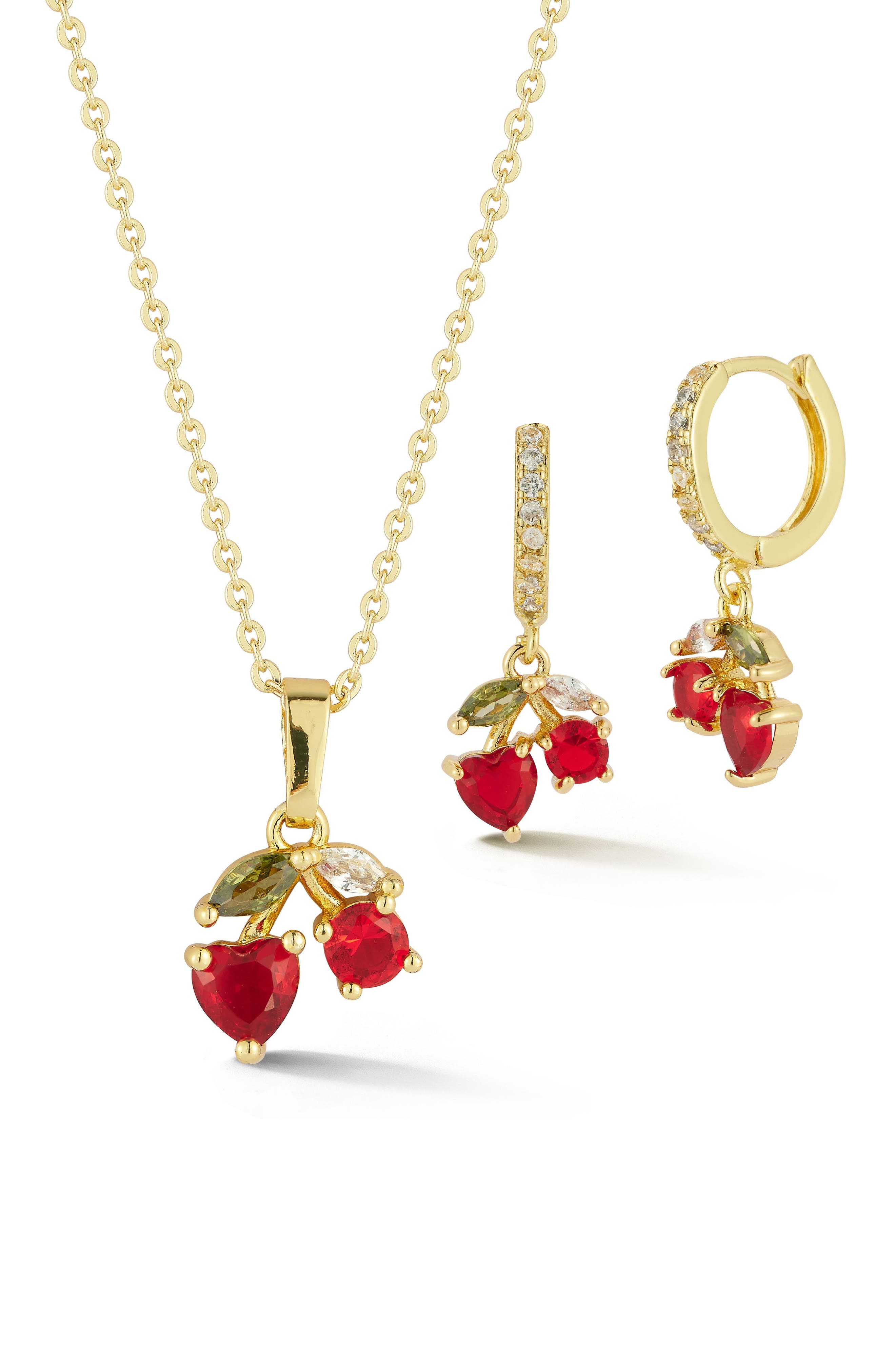 Gold-Plated Cherry Jewelry Set