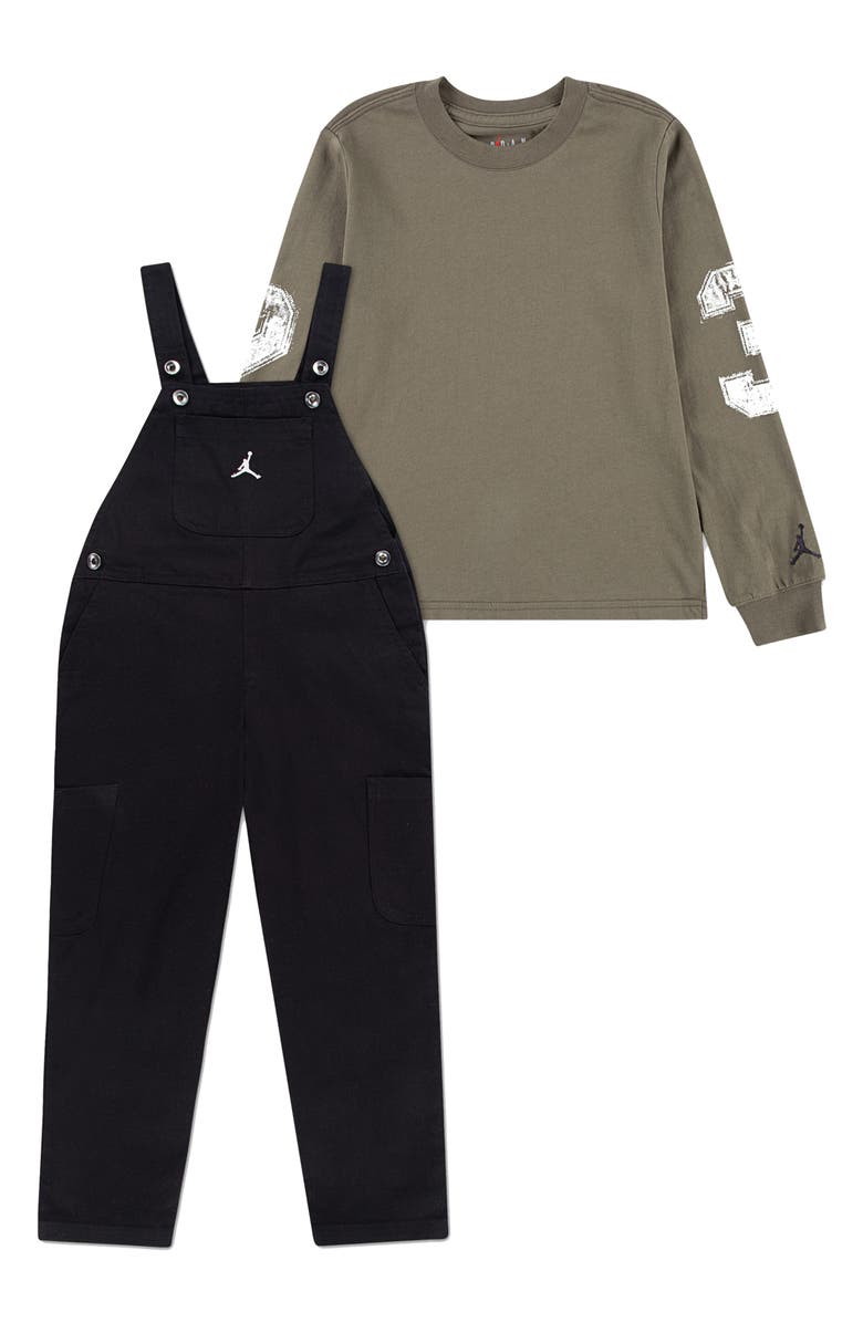 Jordan Kids' MJ MVP Top & Overalls Set, Main, color, Black