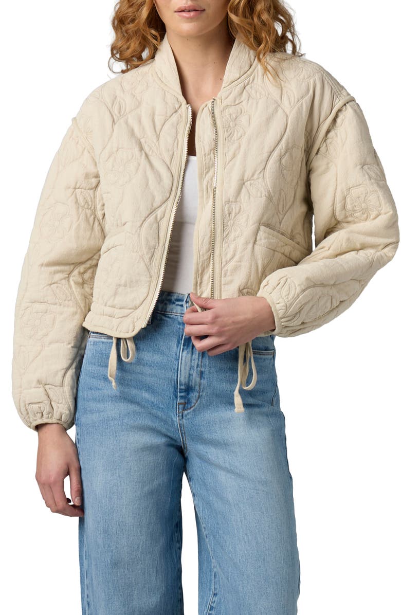 BLANKNYC Floral Quilted Bomber Jacket, Main, color, Vanilla Ice