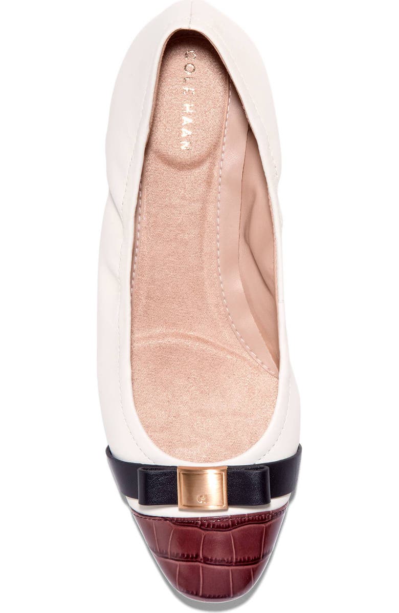 Cole Haan Go-To Tova Bow Ballet Flat, Alternate, color, Powder Leather/ Mahogany Croc