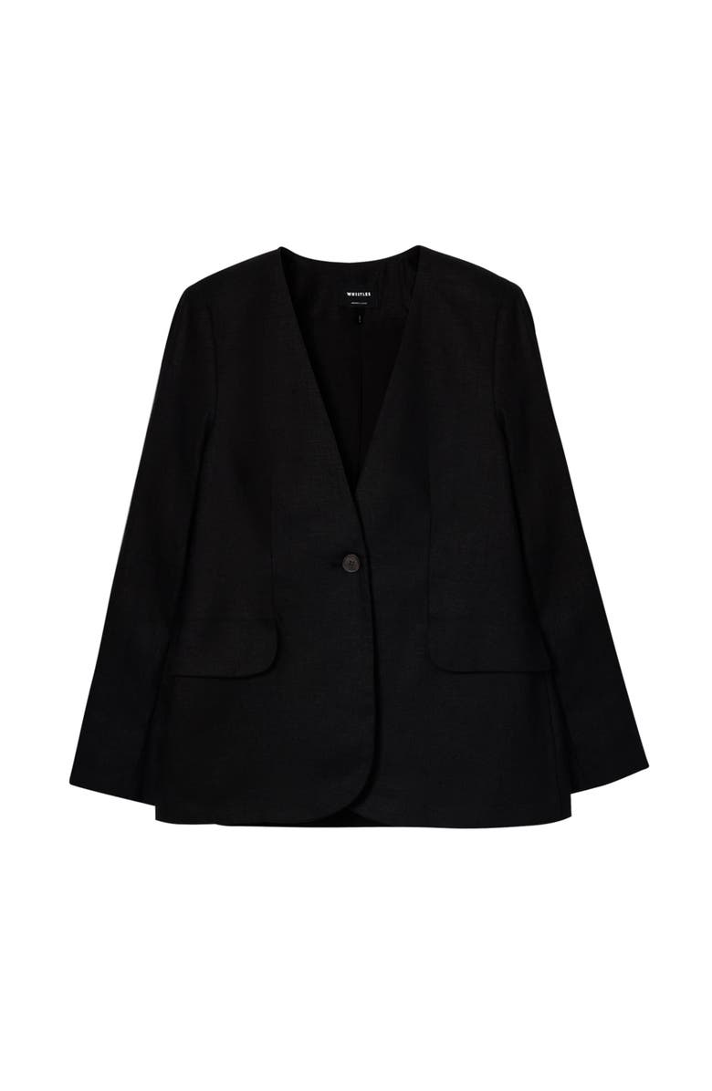 Whistles Collarless Linen Blazer, Alternate, color, Black