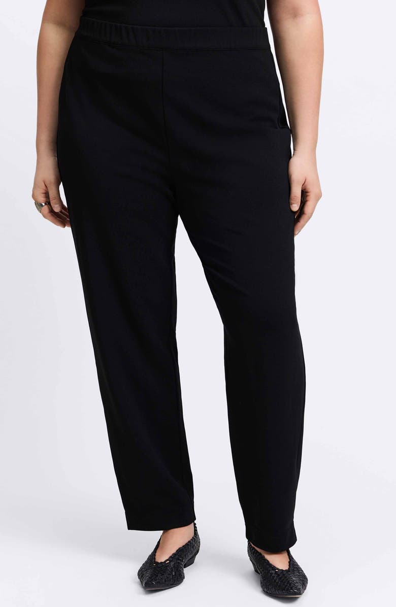 Foxcroft Louisa Crepe Knit Ankle Pants, Main, color, Black