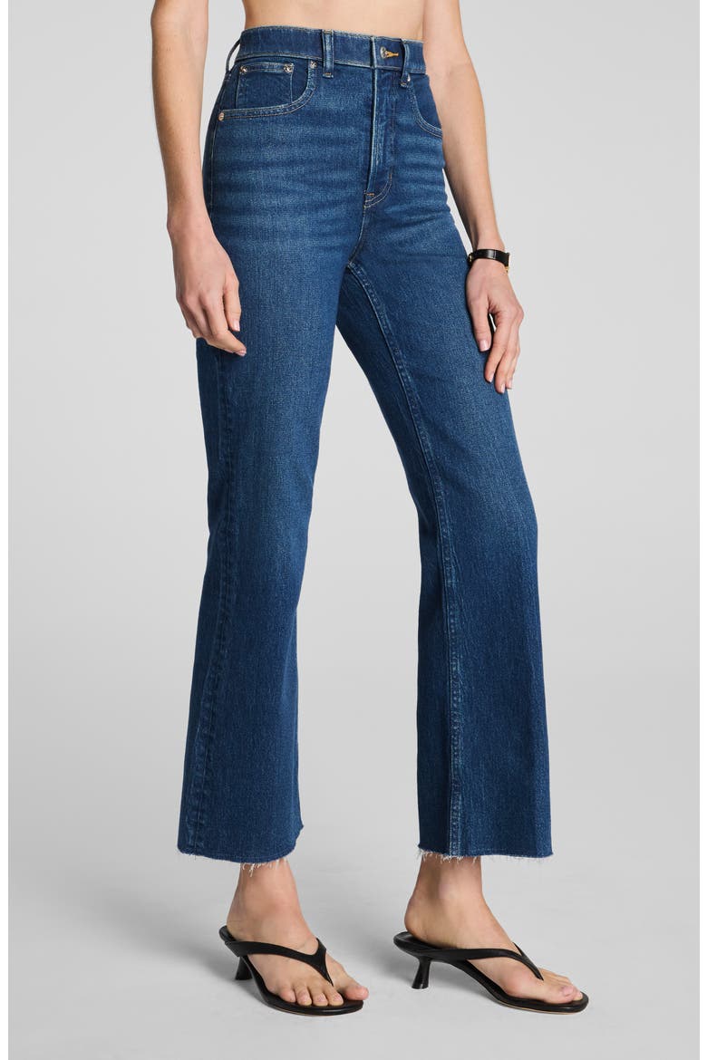 Raw Hem High Waist Kick Flare Jeans, Main, color, ADRIATIC BLUE
