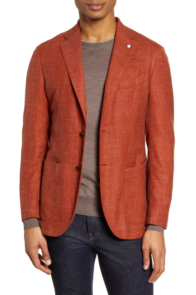 Trim Fit Solid Wool Blend Sport Coat, Main, color, ORANGE