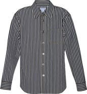 Bottega Veneta Regular Fit Engineer Stripe Cotton Drill Button-Up Shirt